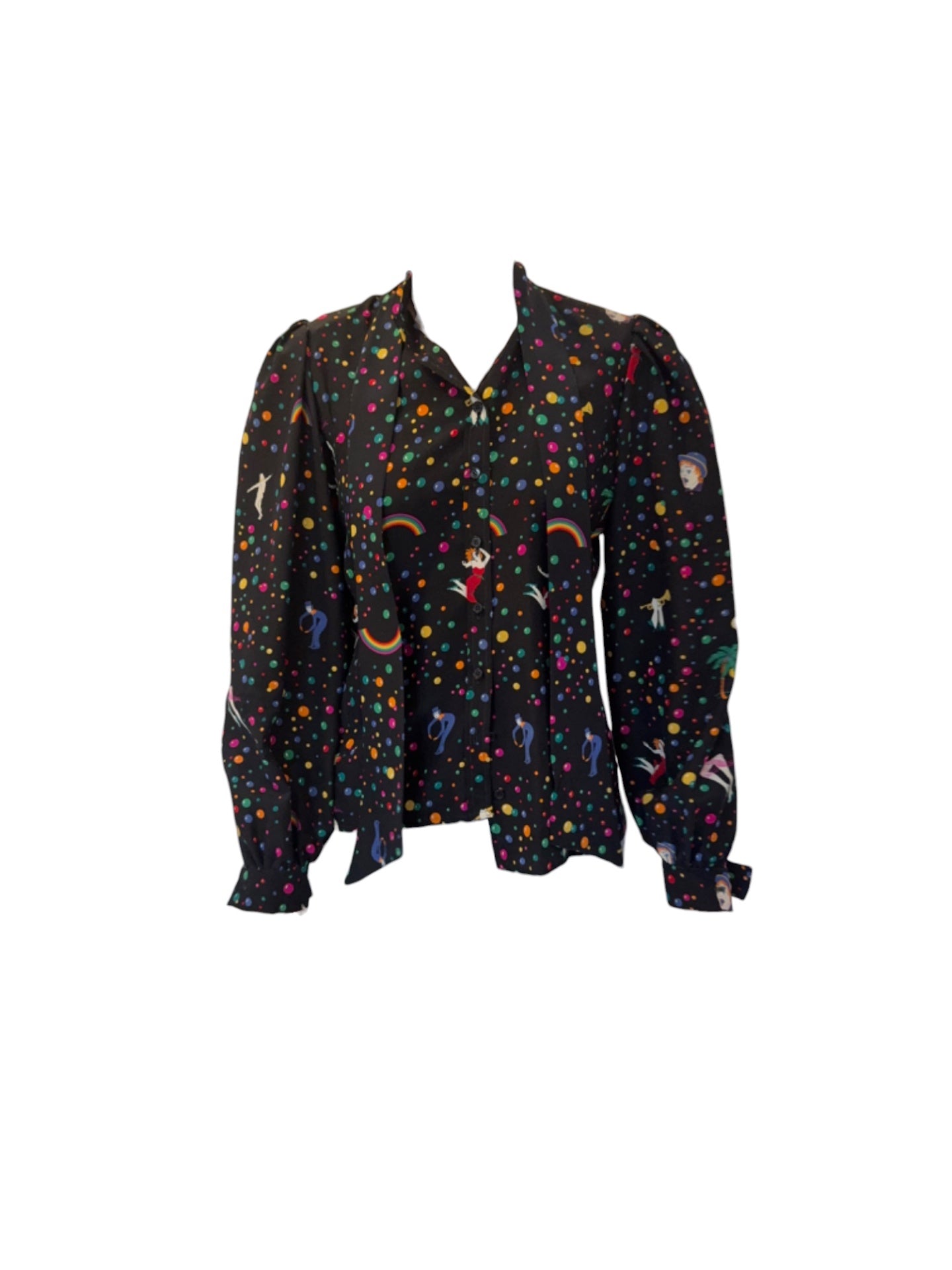 Emanuel Ungaro Parallele Paris Blouse S Black with multicolored prints