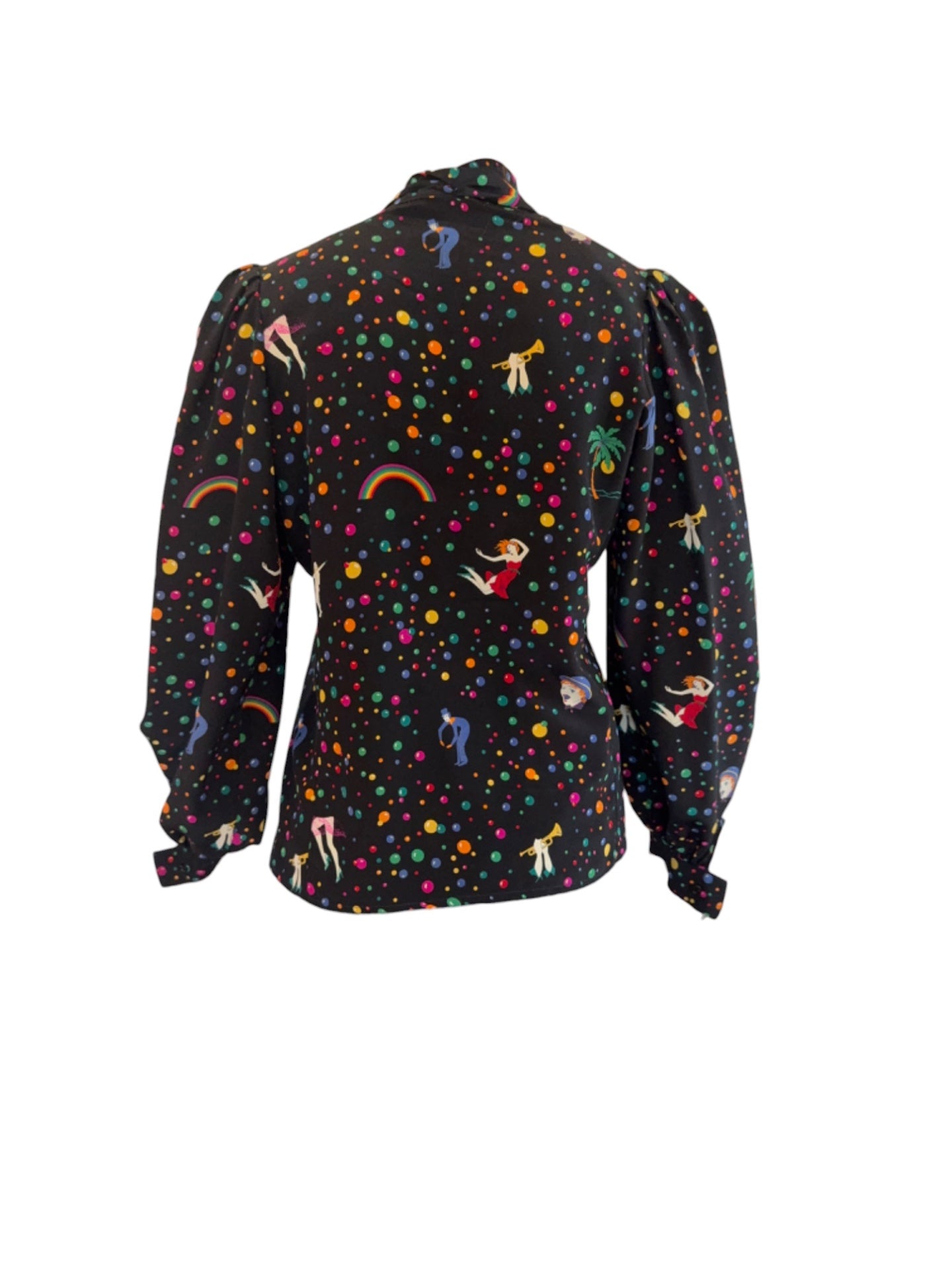 Emanuel Ungaro Parallele Paris Blouse S Black with multicolored prints