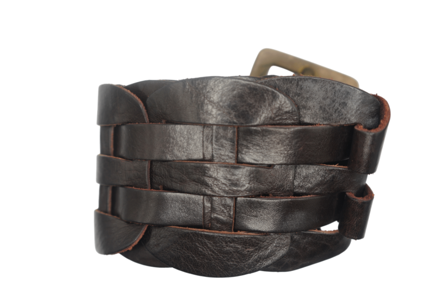 Black & Brown London Belt 36 Black and brass