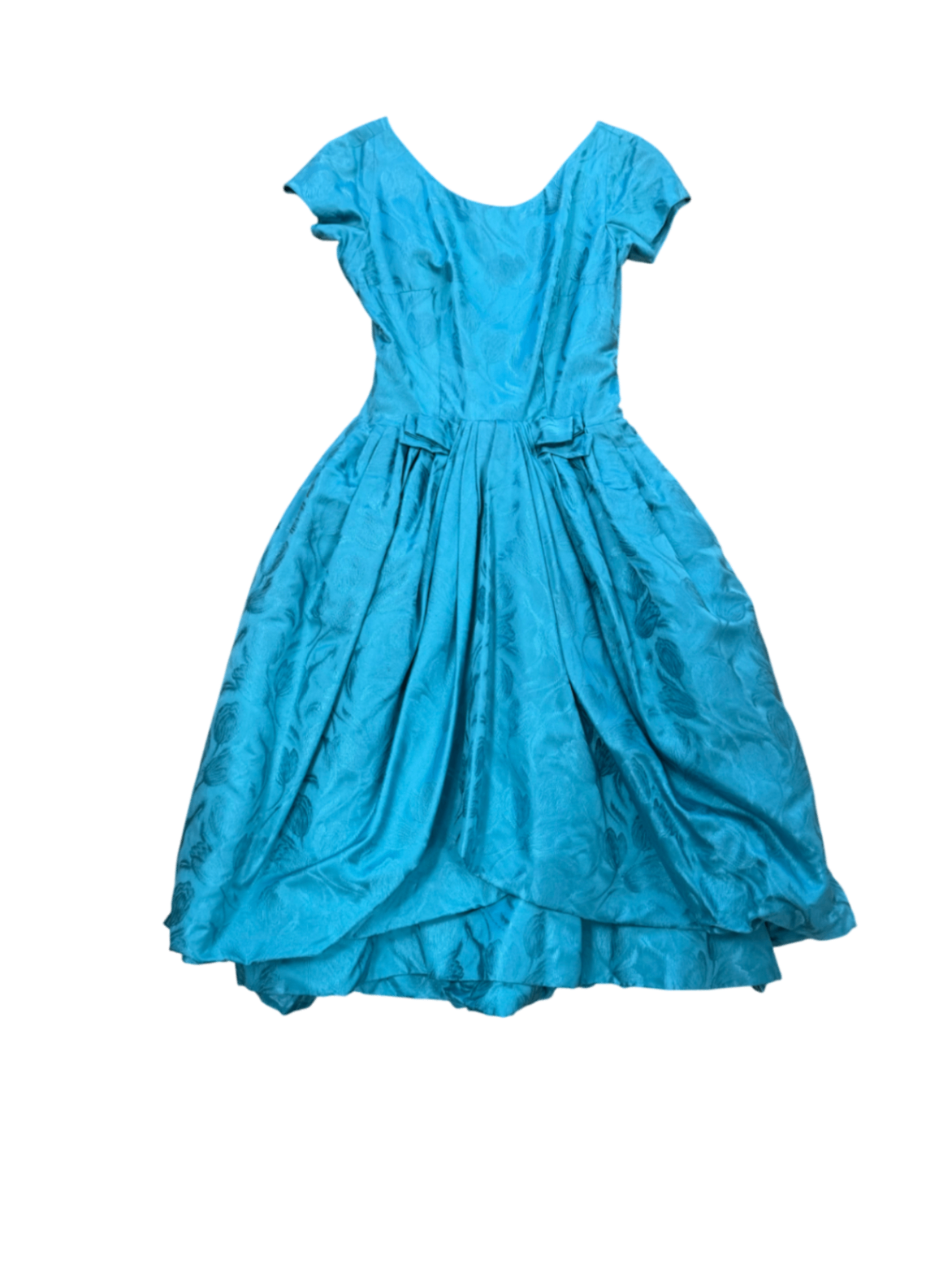 1950s Bullock's Westwood Teal Jacquard Cocktail Dress – Lone House