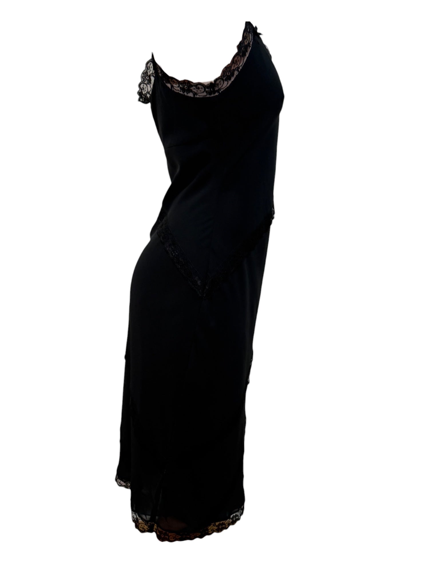 Moschino Black Lace Trim Slip Dress Lone House Moschino Black Lace Trim Slip Dress Lone House