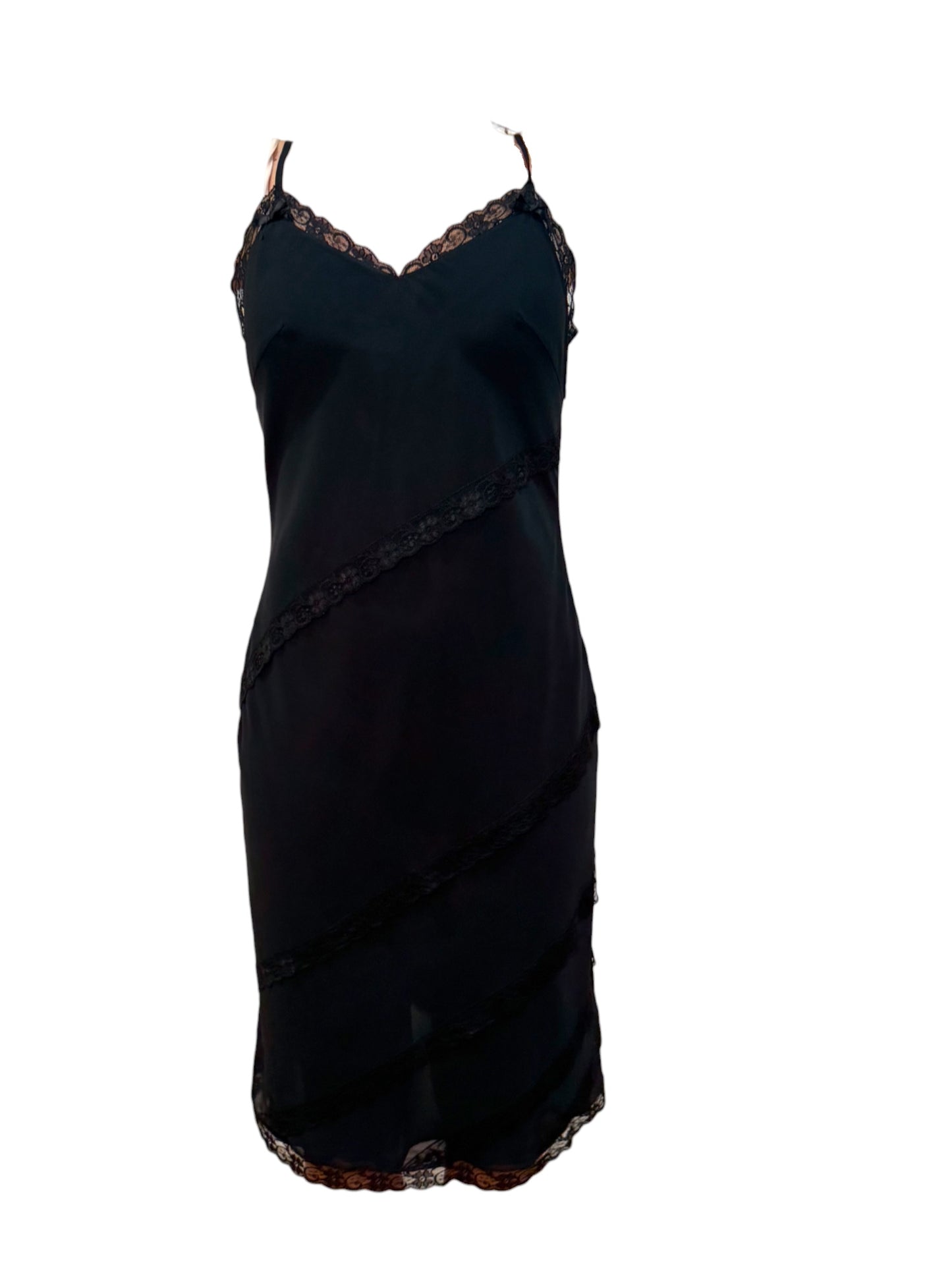 Moschino Black Lace Trim Slip Dress