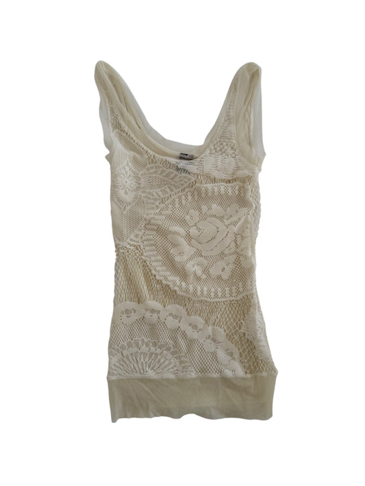 Jean Paul Gaultier Ivory Lace Patchwork Mesh Tank Top