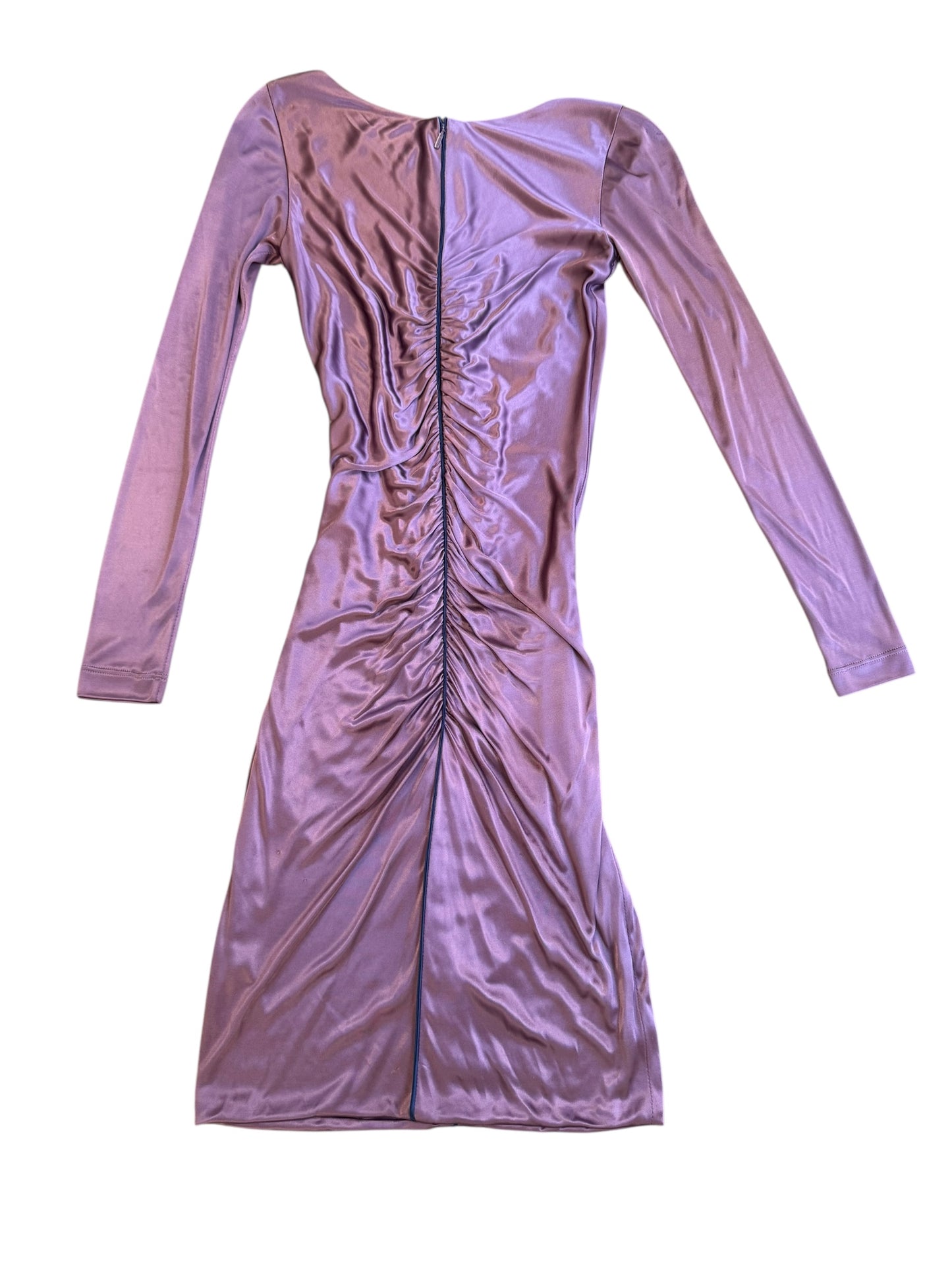 Versace Shimmer Ruched Long Sleeve Dress