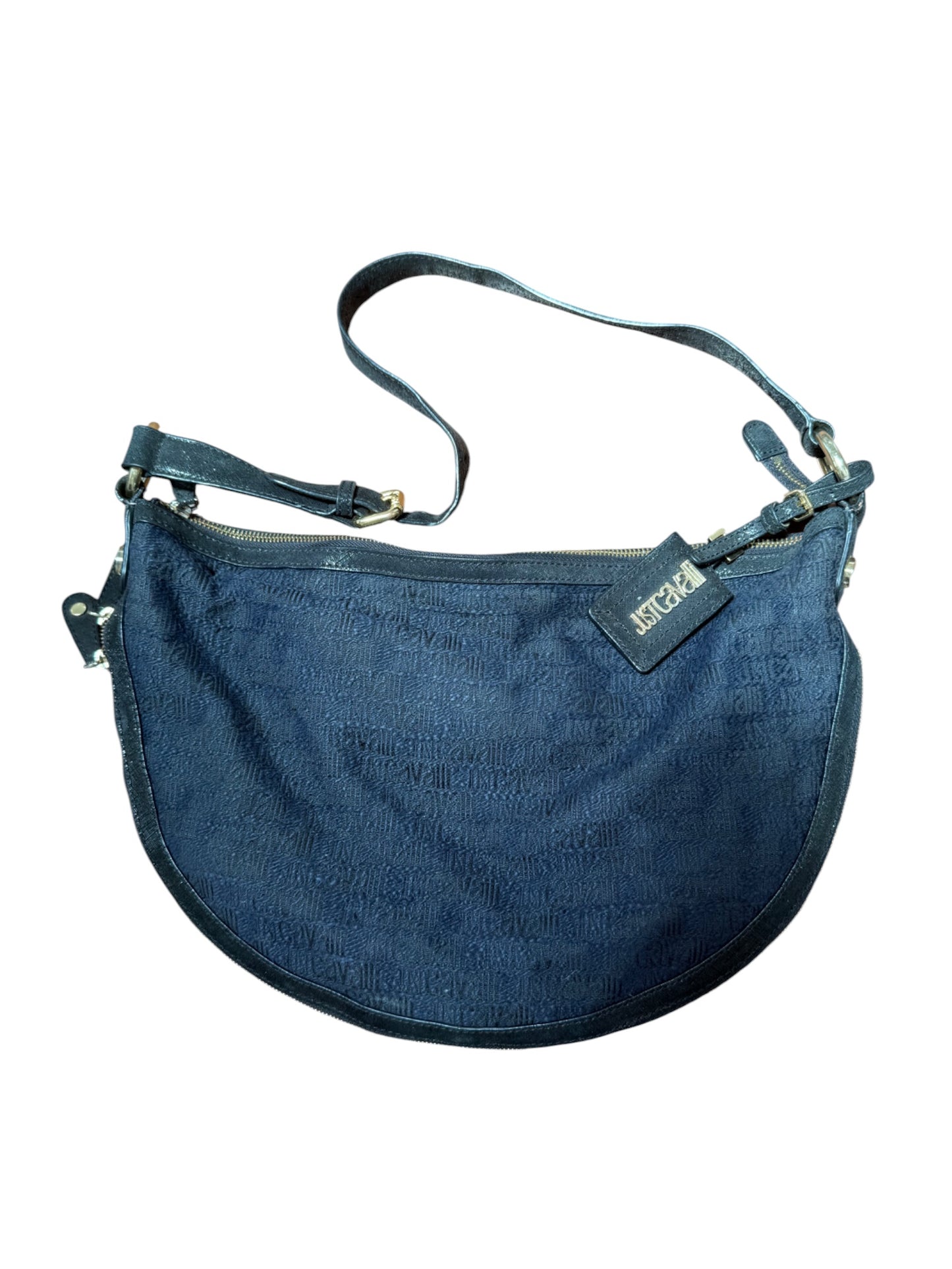 Just Cavalli Monogram Half-Moon Shoulder Bag