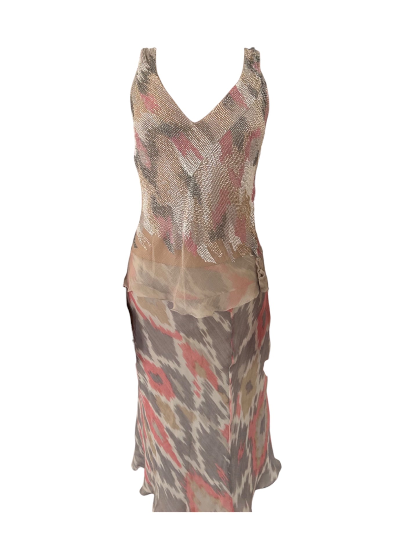 Alberta Ferretti 2-piece Silk Beaded skirt set