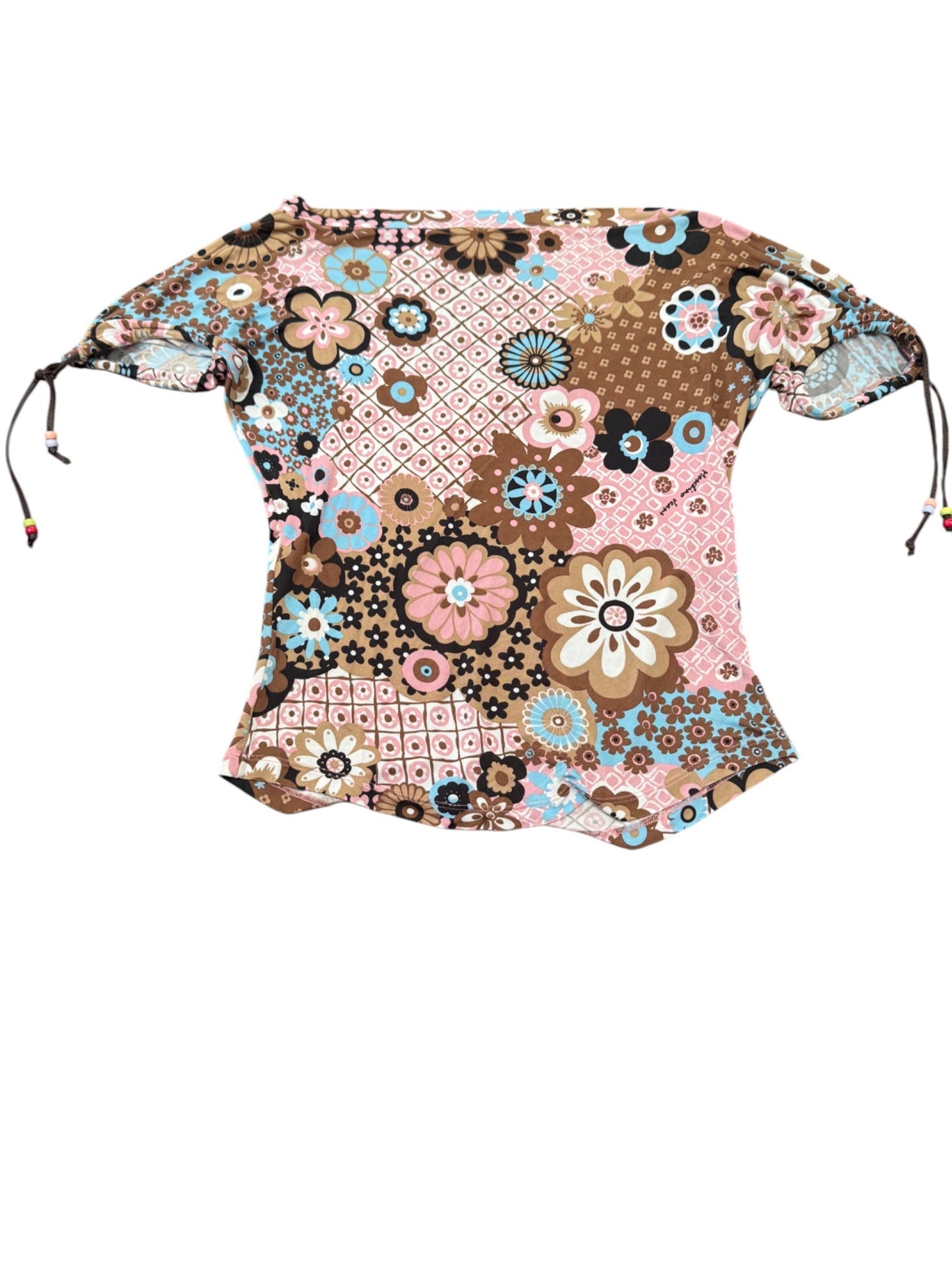 Moschino Jeans Retro Floral Mesh Top – Y2K Print