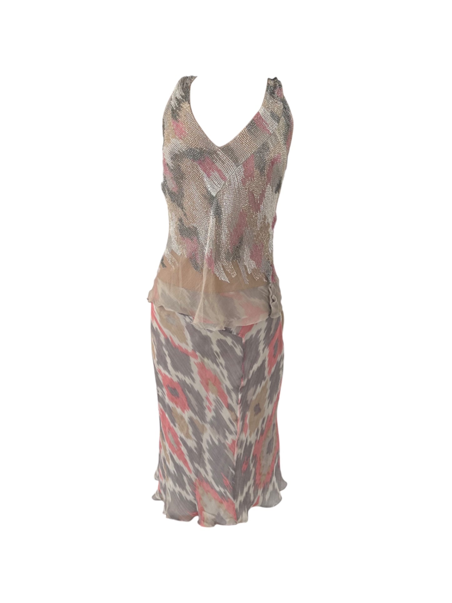 Alberta Ferretti 2-piece Silk Beaded skirt set