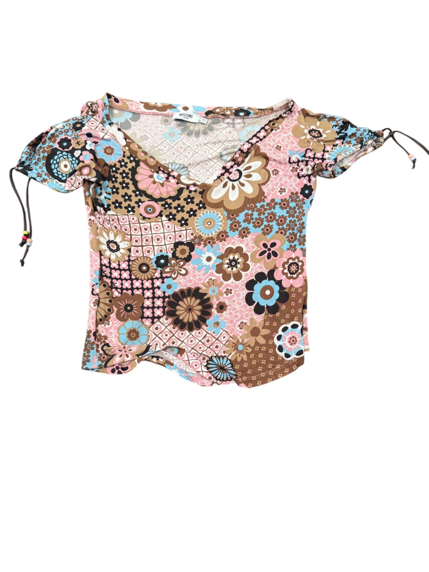 Moschino Jeans Retro Floral Mesh Top – Y2K Print