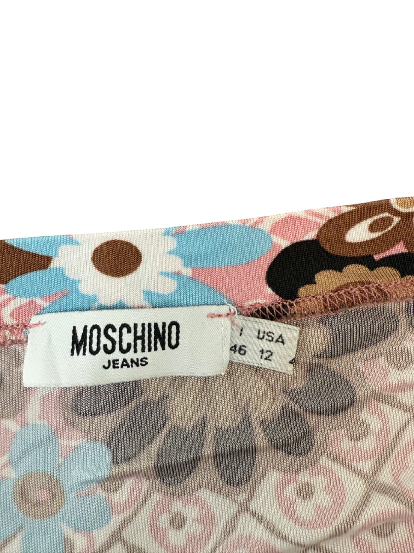 Moschino Jeans Retro Floral Mesh Top – Y2K Print