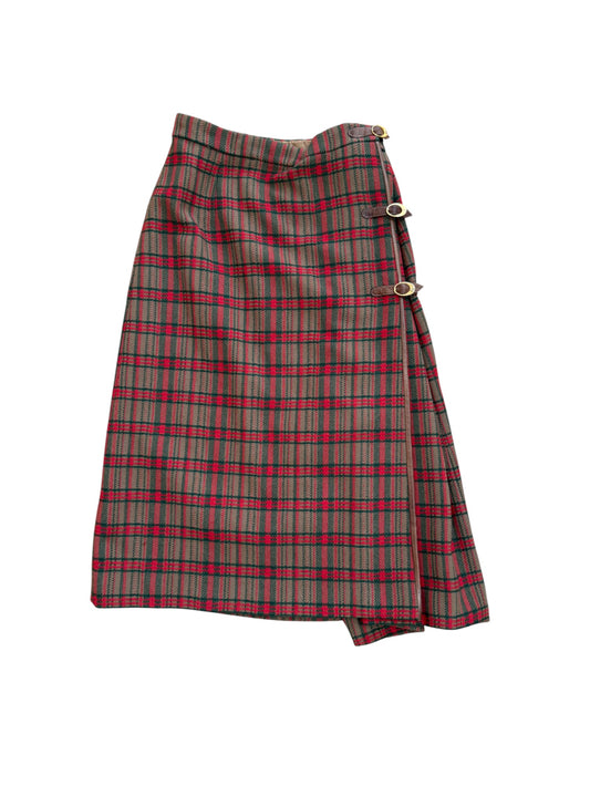 Gucci Plaid Wool Kilt Skirt with Leather Buckles