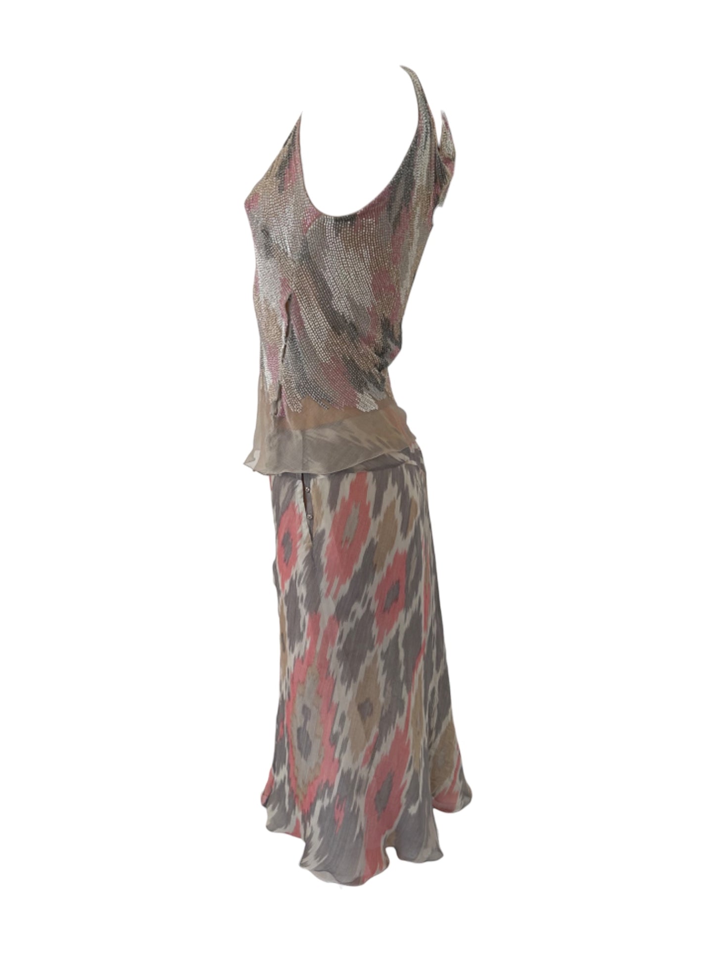 Alberta Ferretti 2-piece Silk Beaded skirt set