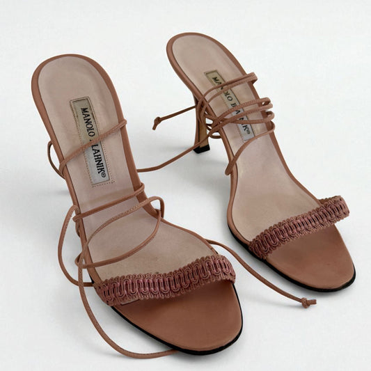 Manolo Blahnik Blush Wrap around heel