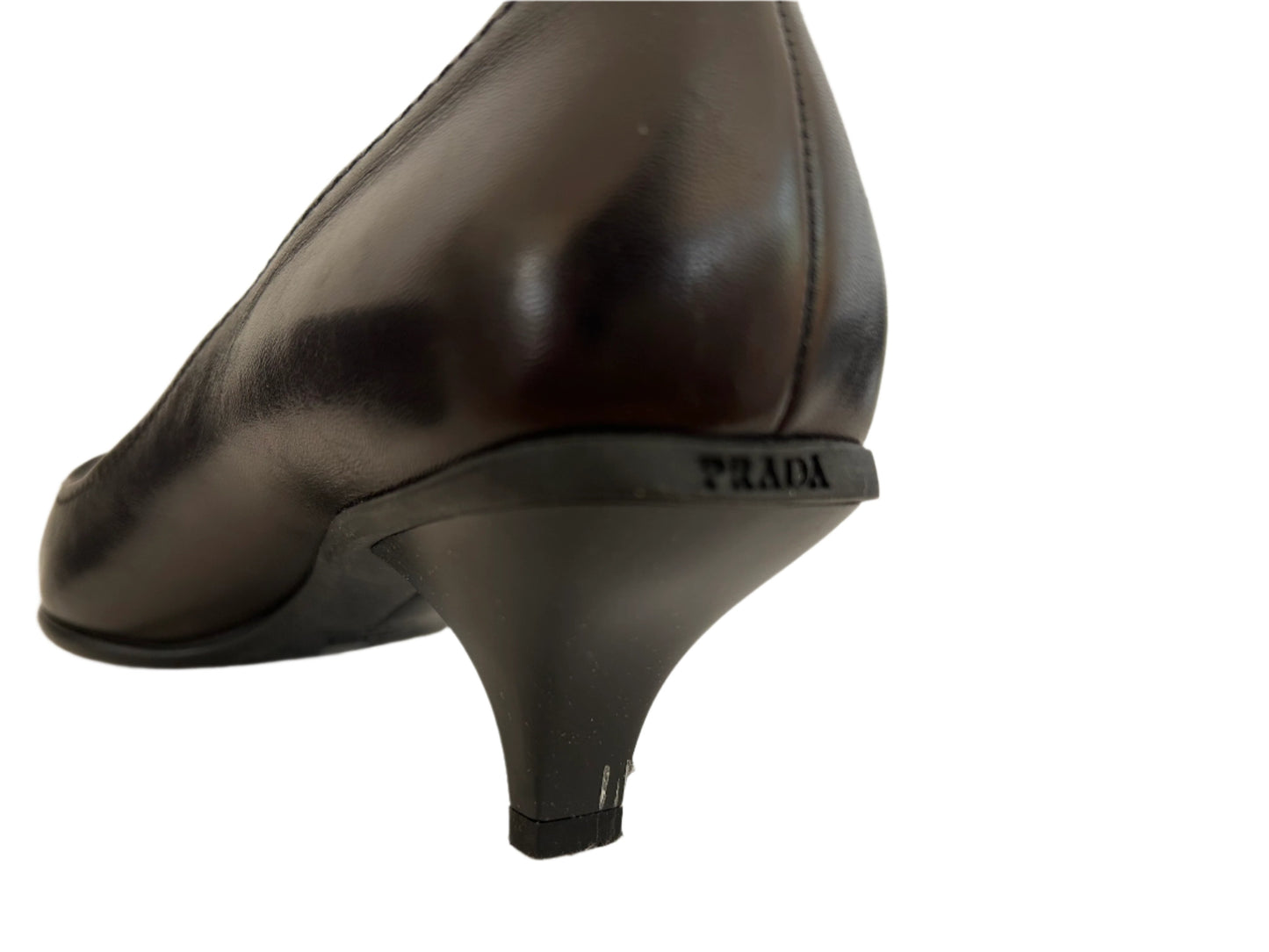 Prada Black Leather Square-Toe Pumps