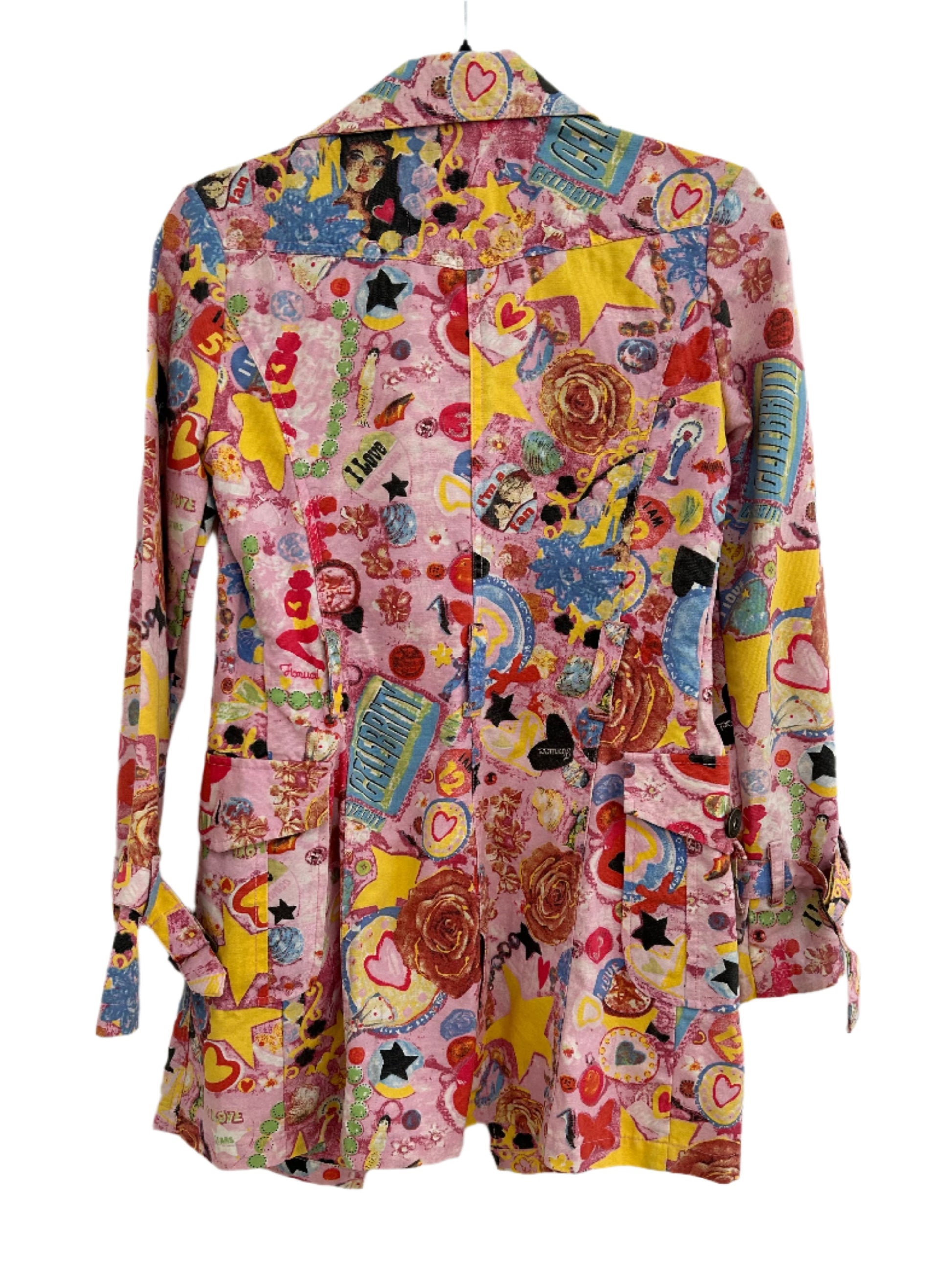 Back Product Photo of a perfect Mint condition Fiorucci X Target 2005 Art Pop Jacket. Showing the fun and flair of the time and the perfect cut coat. 