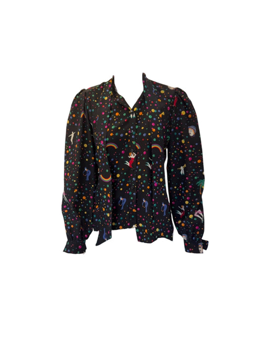 Emanuel Ungaro Parallele Paris Blouse S Black with multicolored prints