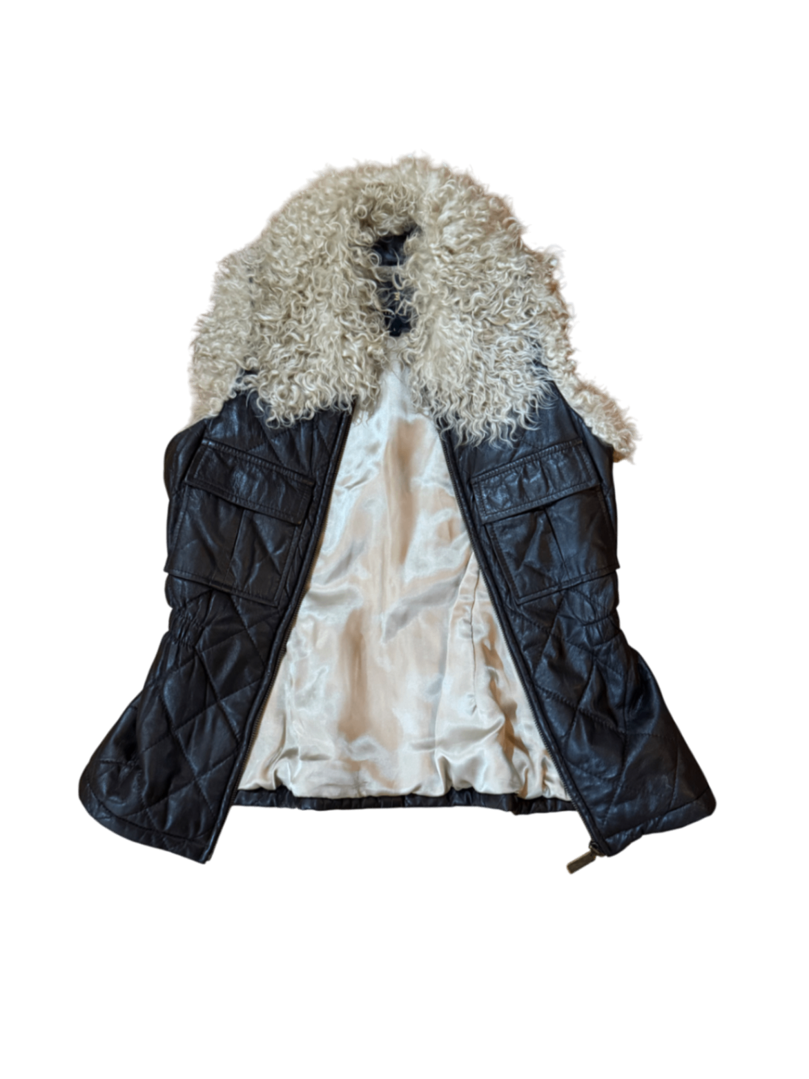 Charlotte Solmicki Faux Fur and Lamb Leather Zip-Up Vest