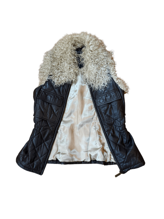 Charlotte Solmicki Faux Fur and Lamb Leather Zip-Up Vest
