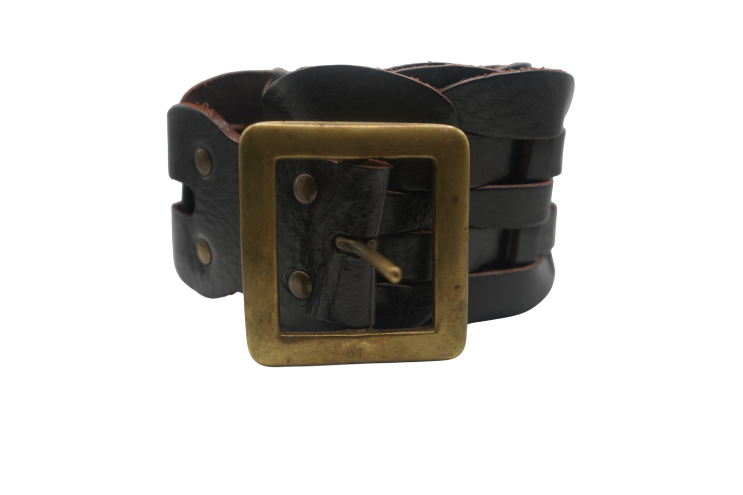 Black & Brown London Belt 36 Black and brass