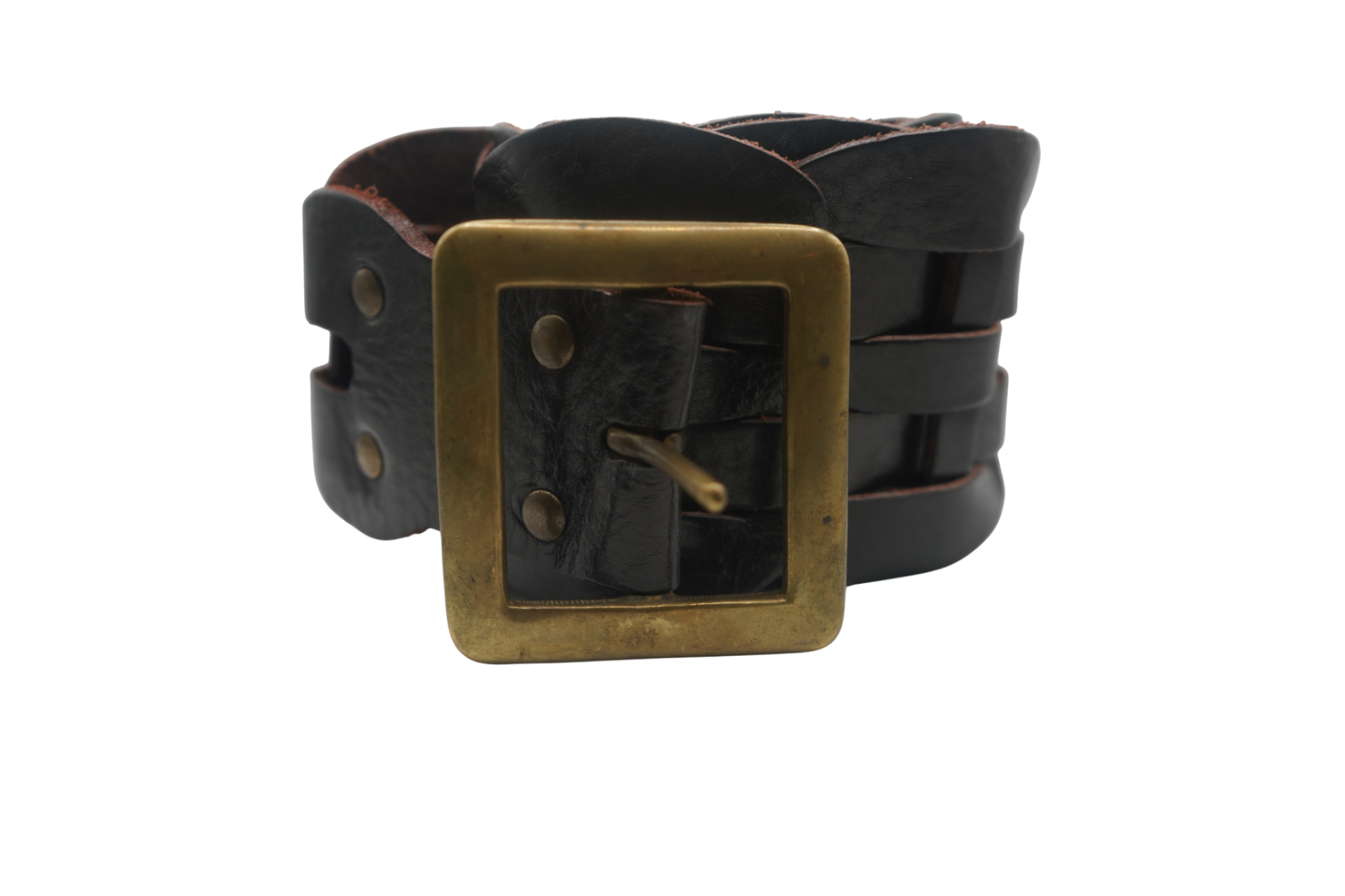 Black & Brown London Belt 36 Black and brass