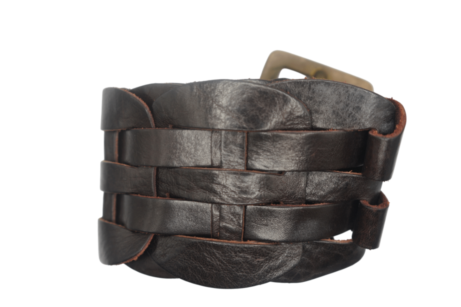 Black & Brown London Belt 36 Black and brass