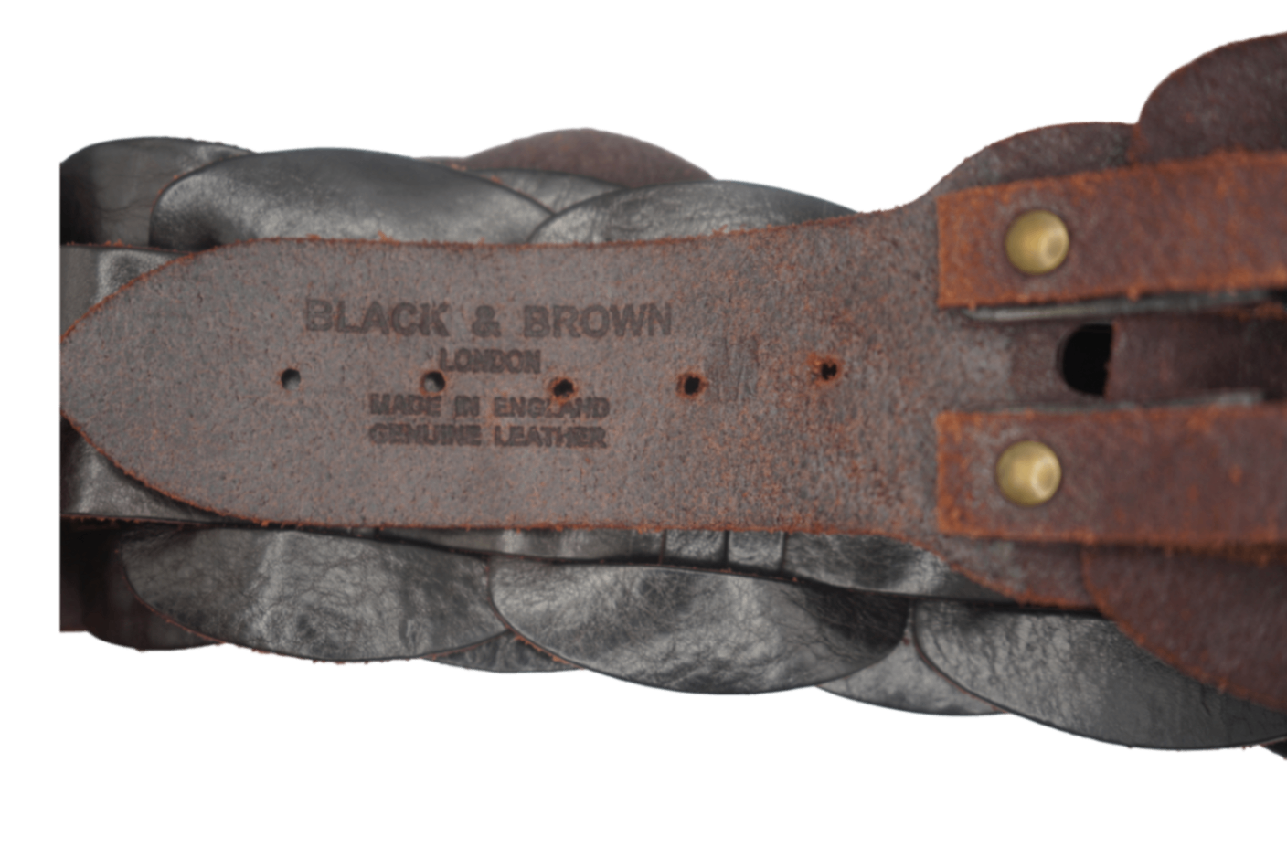 Black & Brown London Belt 36 Black and brass