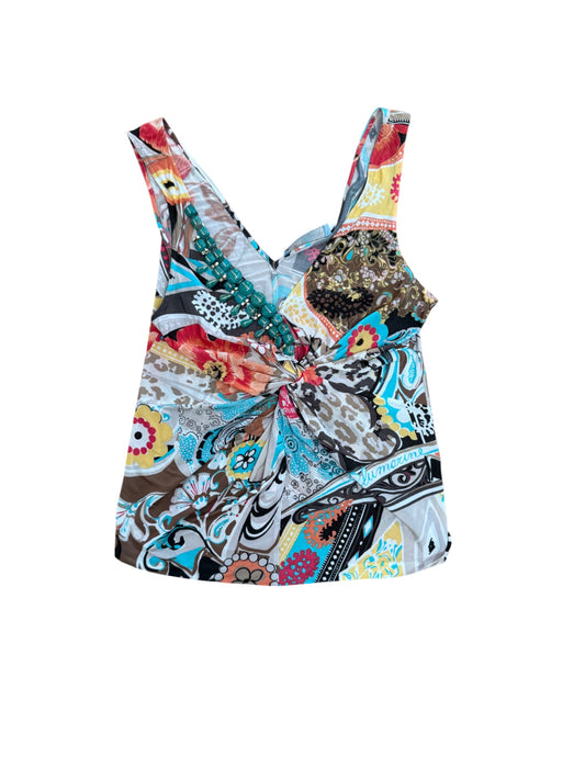 Blumarine Paisley Bejewelled Sleeveless Top