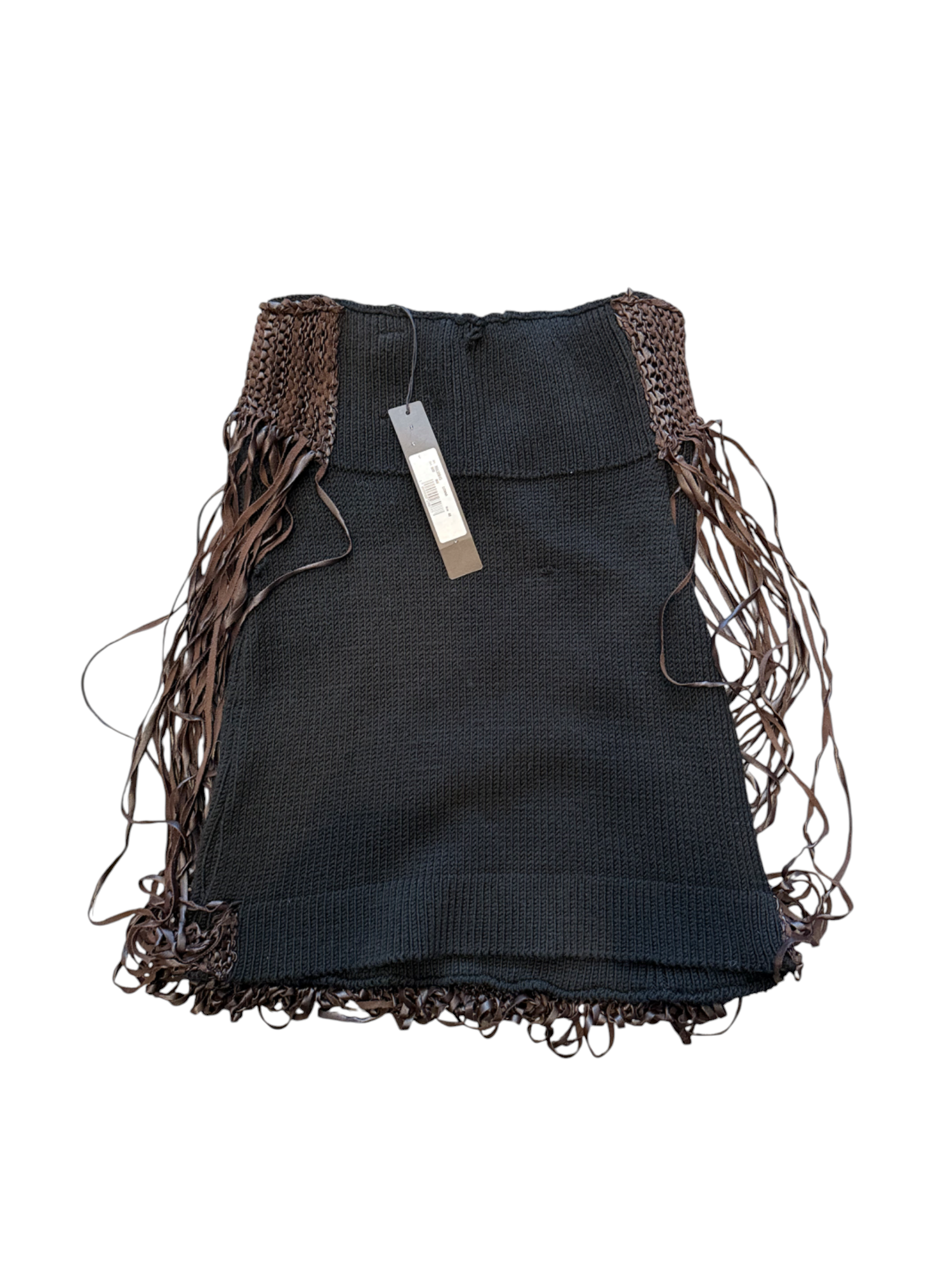 black fringed skirt on a white background 