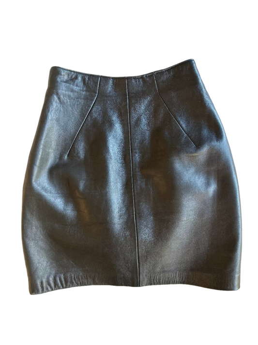 80's North Beach Italian Leather Skirt