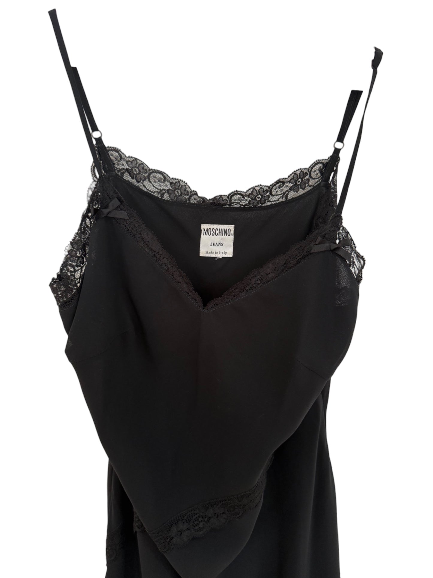 Moschino Black Lace Trim Slip Dress