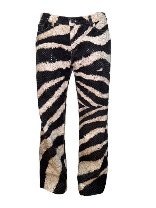 Roberto Cavalli Zebra Flocked & Foil Pants