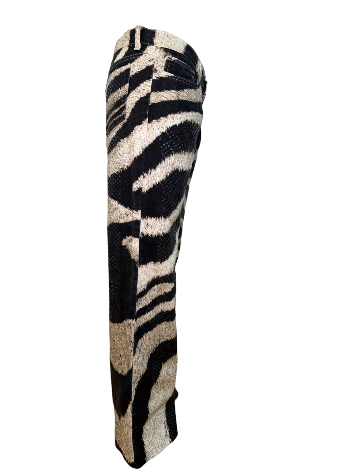 Roberto Cavalli Zebra Flocked & Foil Pants