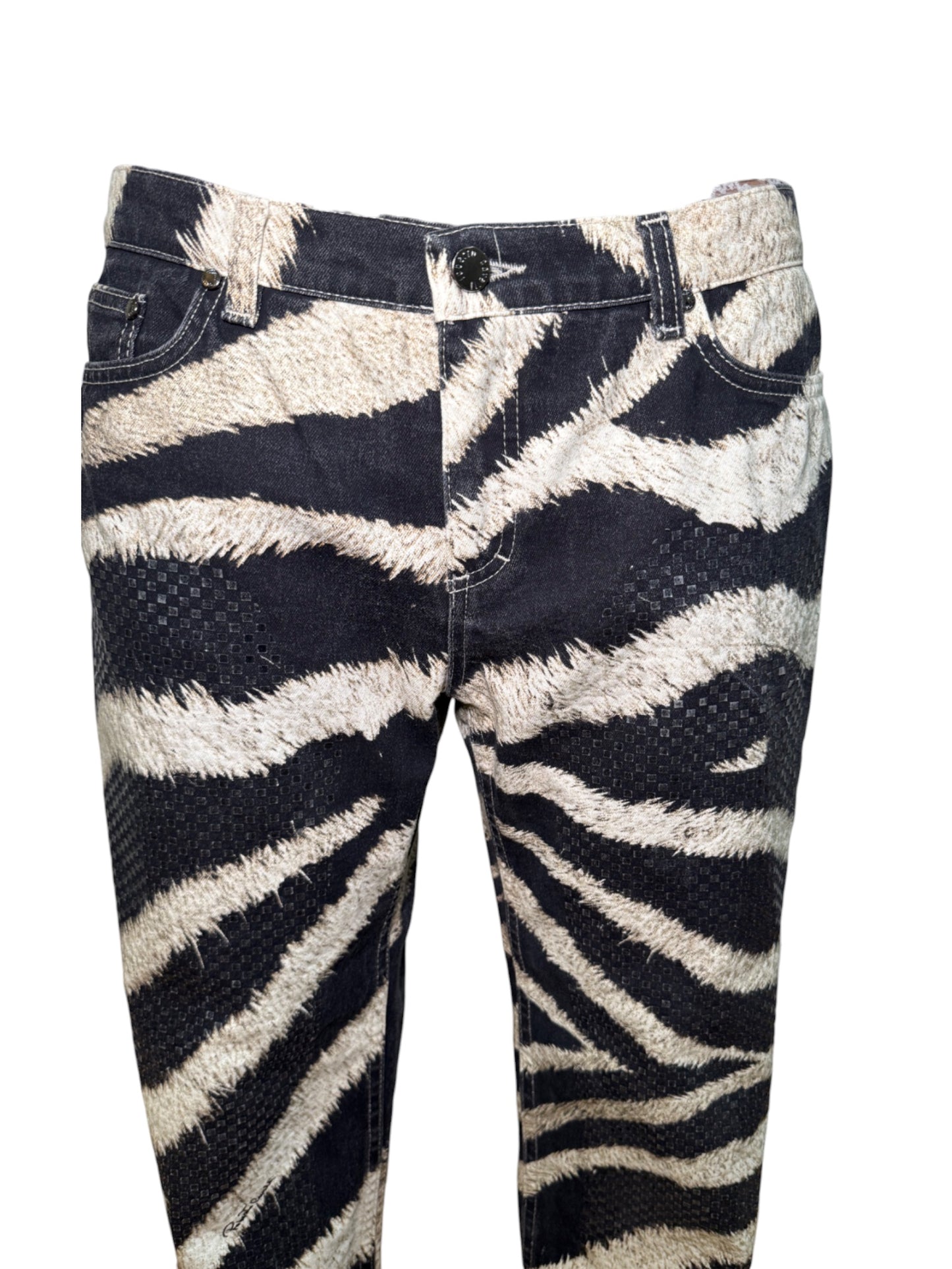 Roberto Cavalli Zebra Flocked & Foil Pants
