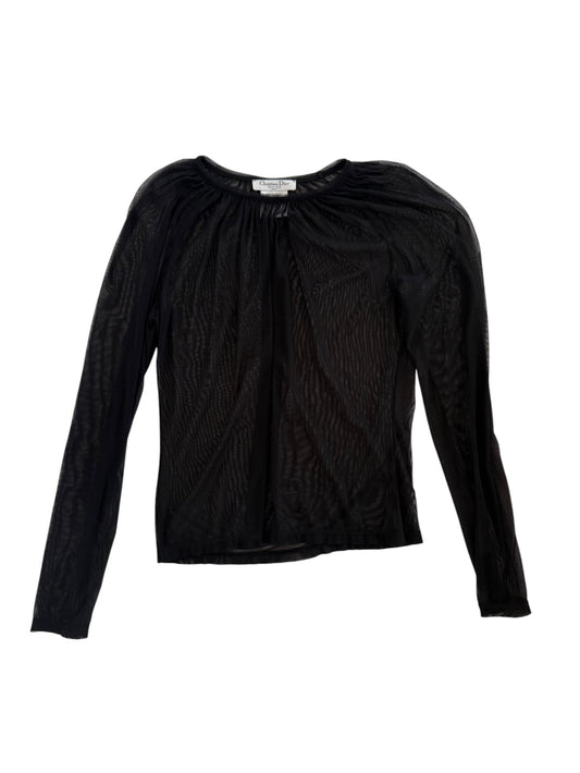 Black long-sleeve top on a white background