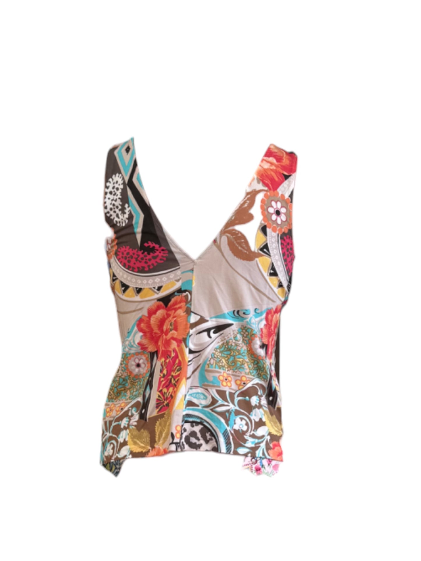 Blumarine Paisley Bejewelled Sleeveless Top