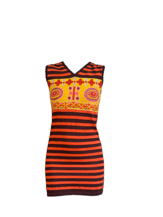 Christian Lacroix Striped Sleeveless Mini Dress