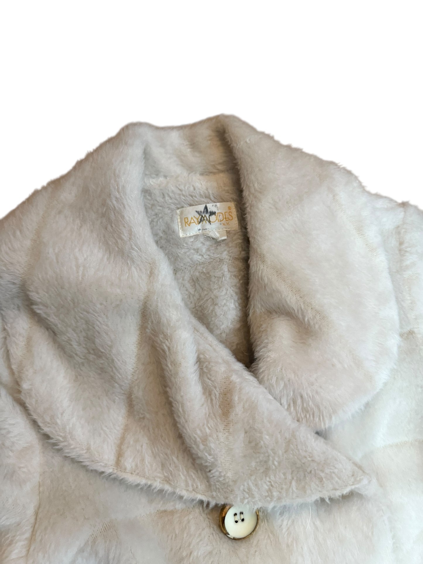 Raymodes NY Vintage Cream Faux Fur Coat