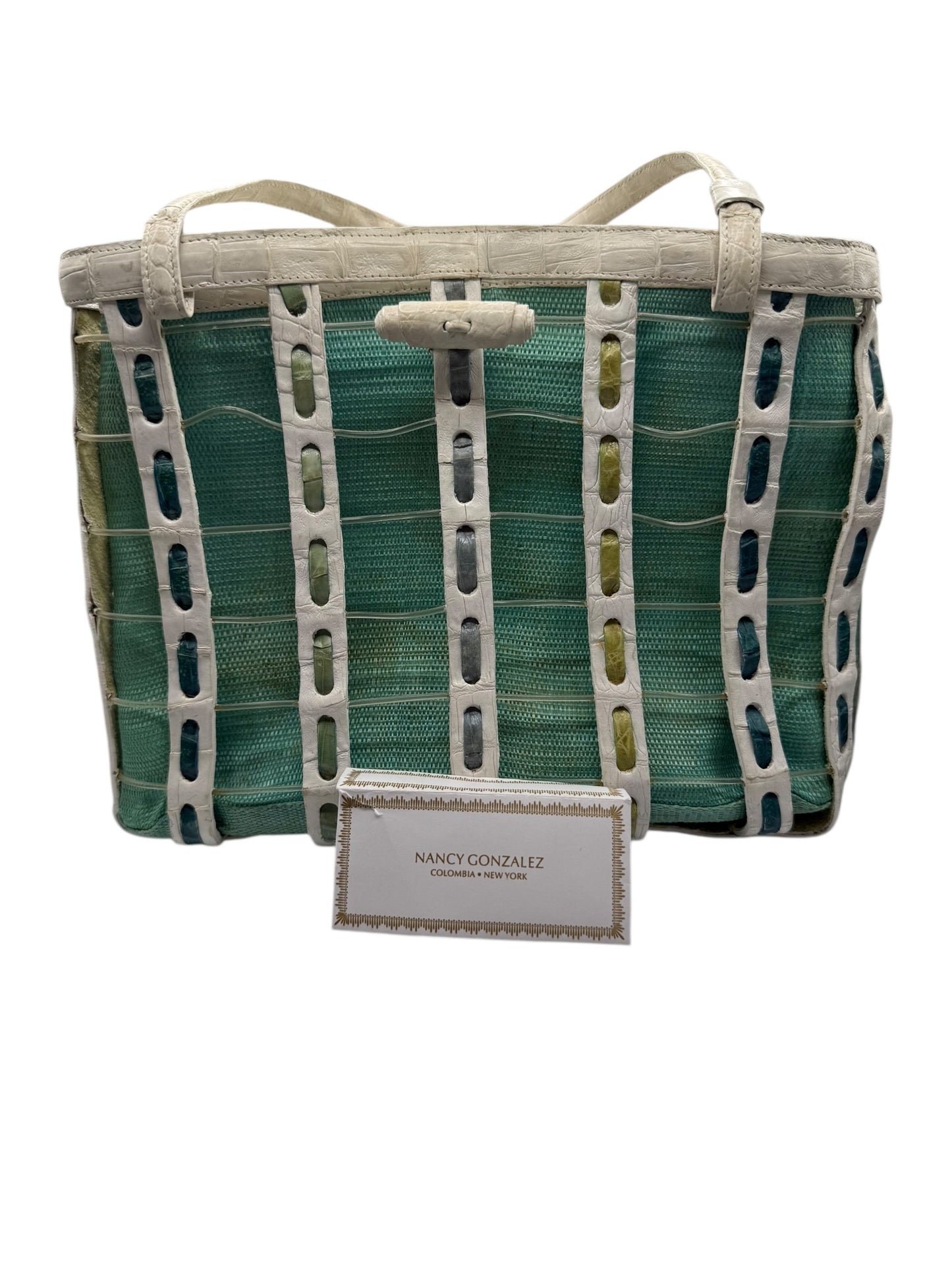 Nancy Gonzalez Multicolor Woven Leather Tote