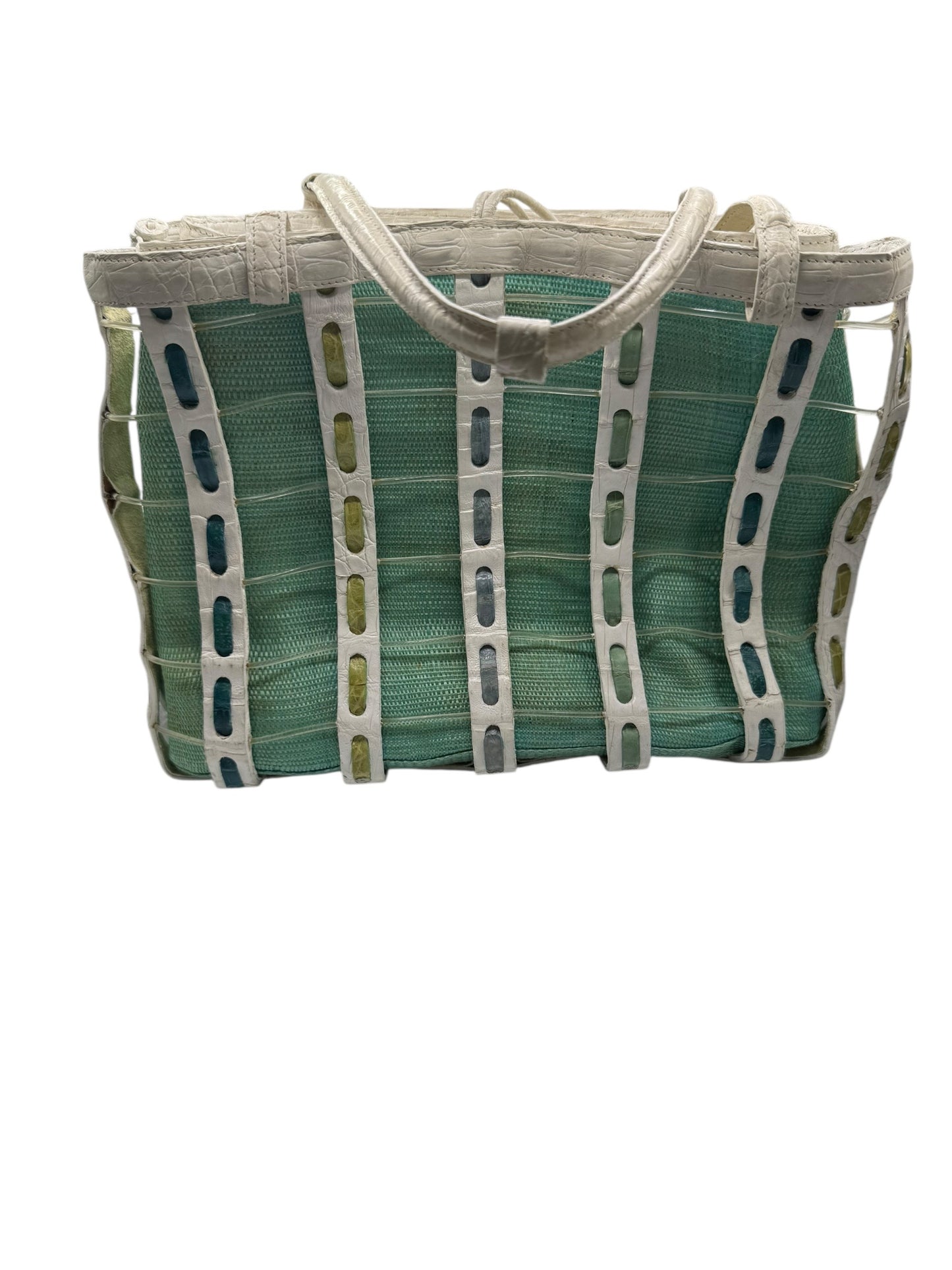 Nancy Gonzalez Multicolor Woven Leather Tote