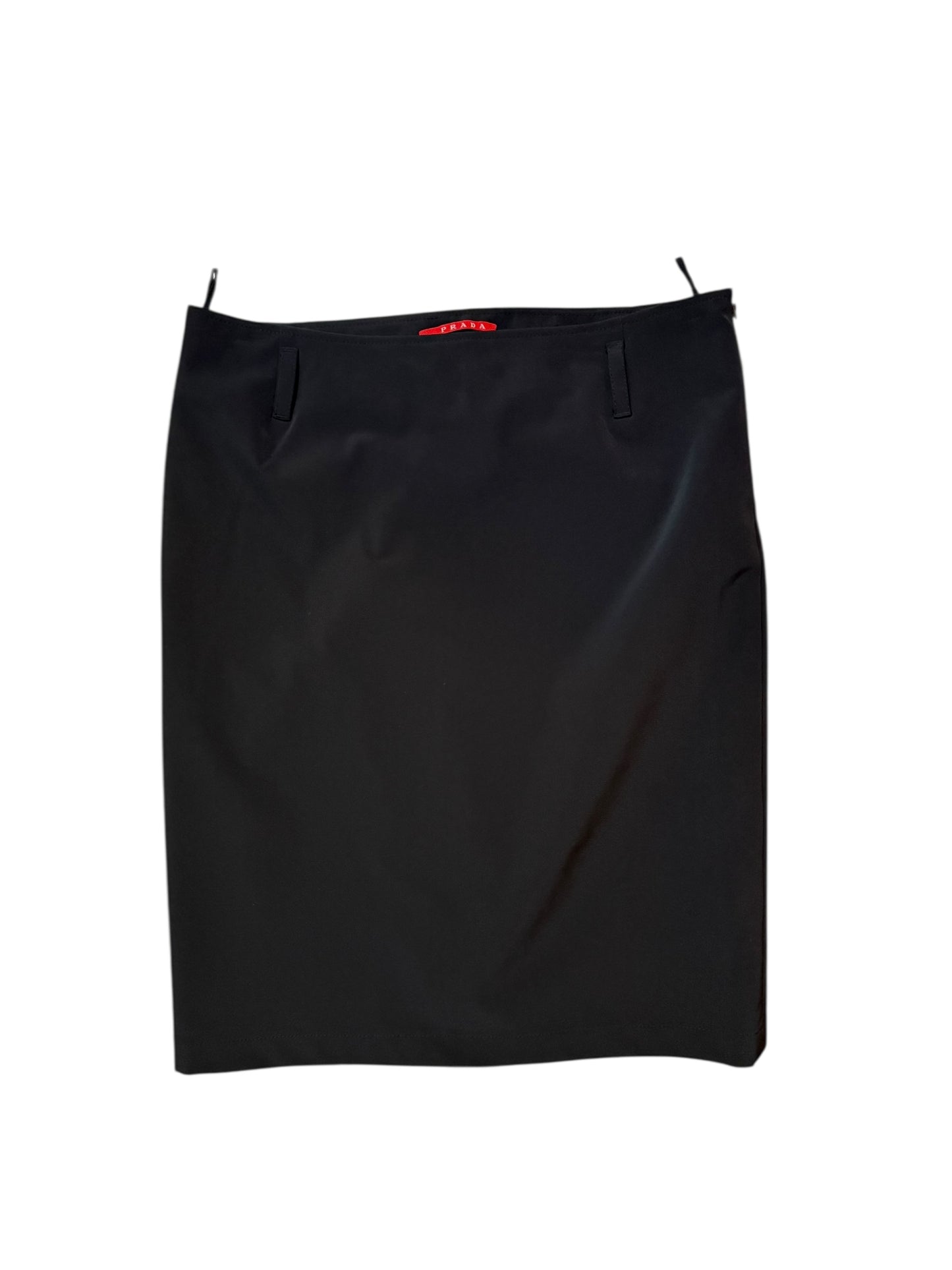 Black skirt with a brand logo on a white background
