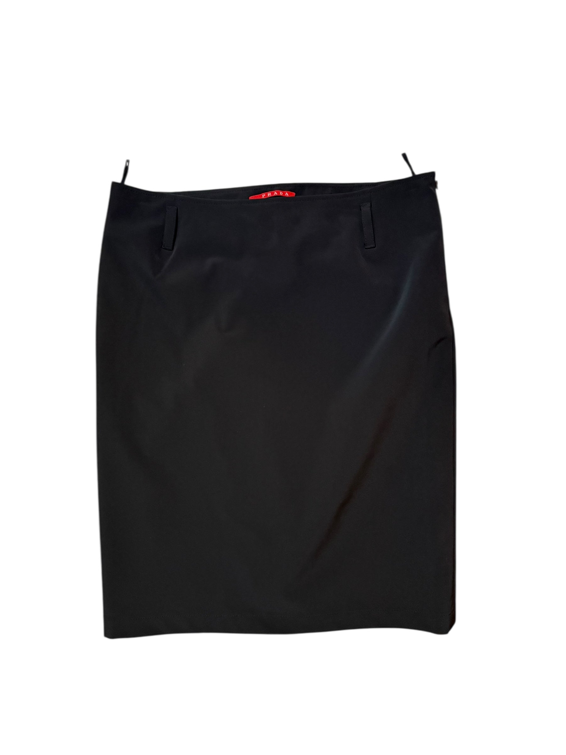 Black skirt with a brand logo on a white background