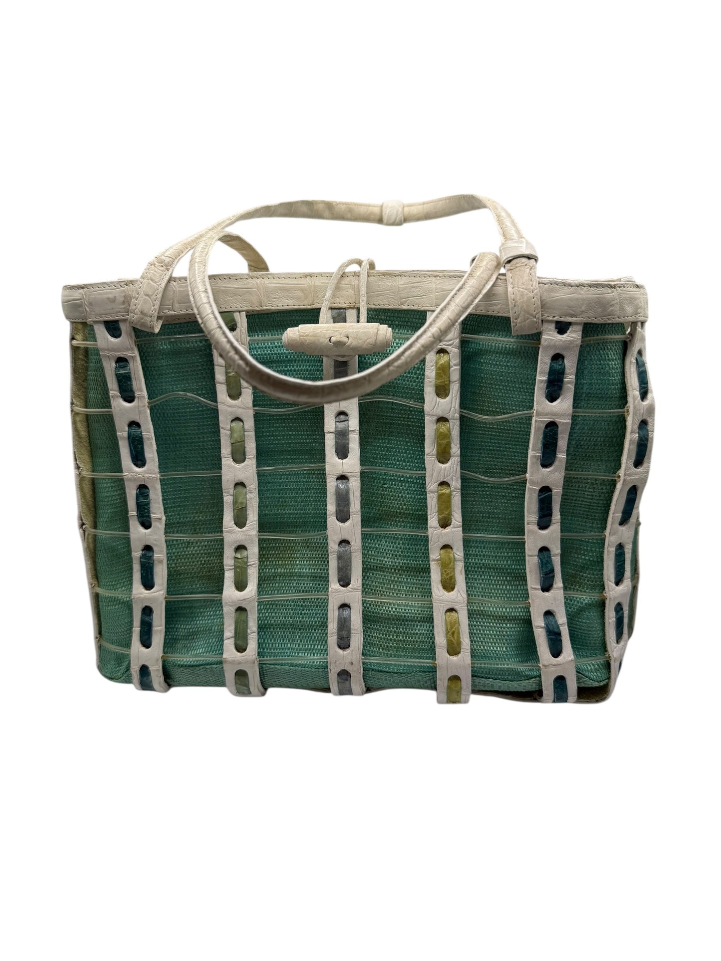Nancy Gonzalez Multicolor Woven Leather Tote