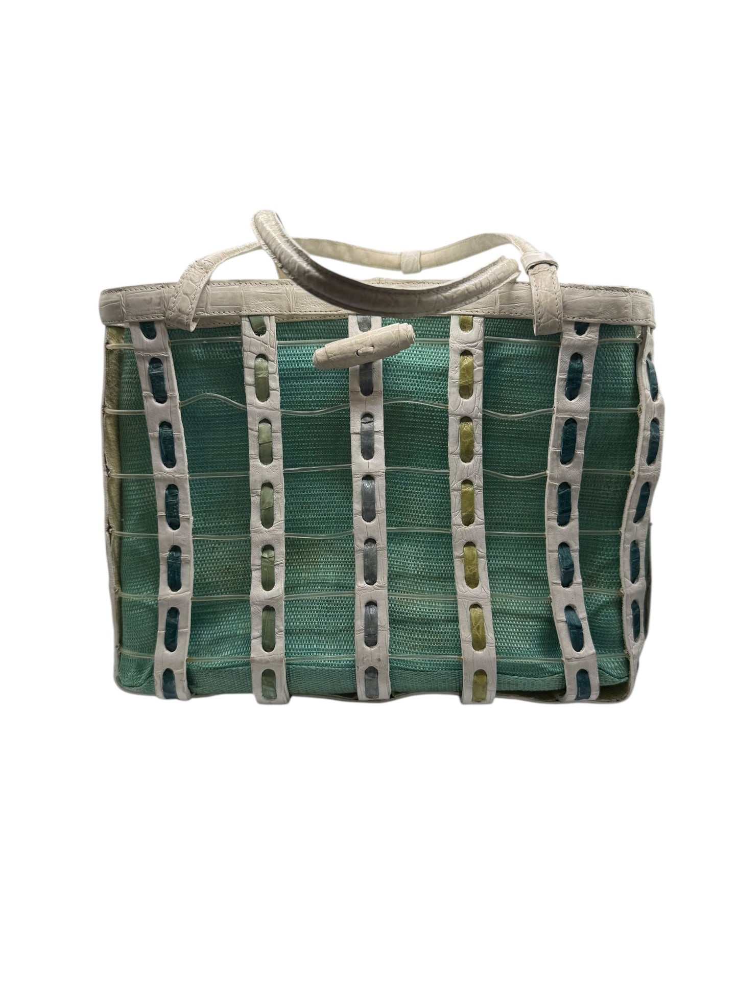 Nancy Gonzalez Multicolor Woven Leather Tote