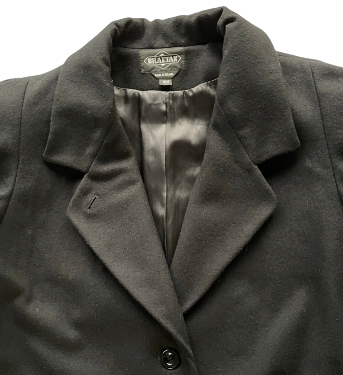 80s Braetan 100% Wool Classic Single Breasted Long Overcoat