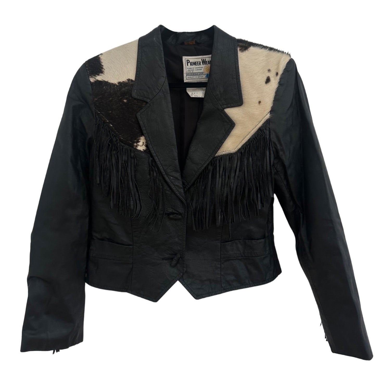 70's Leather and Cowhide Cropped Jacket- Pioneer Wear