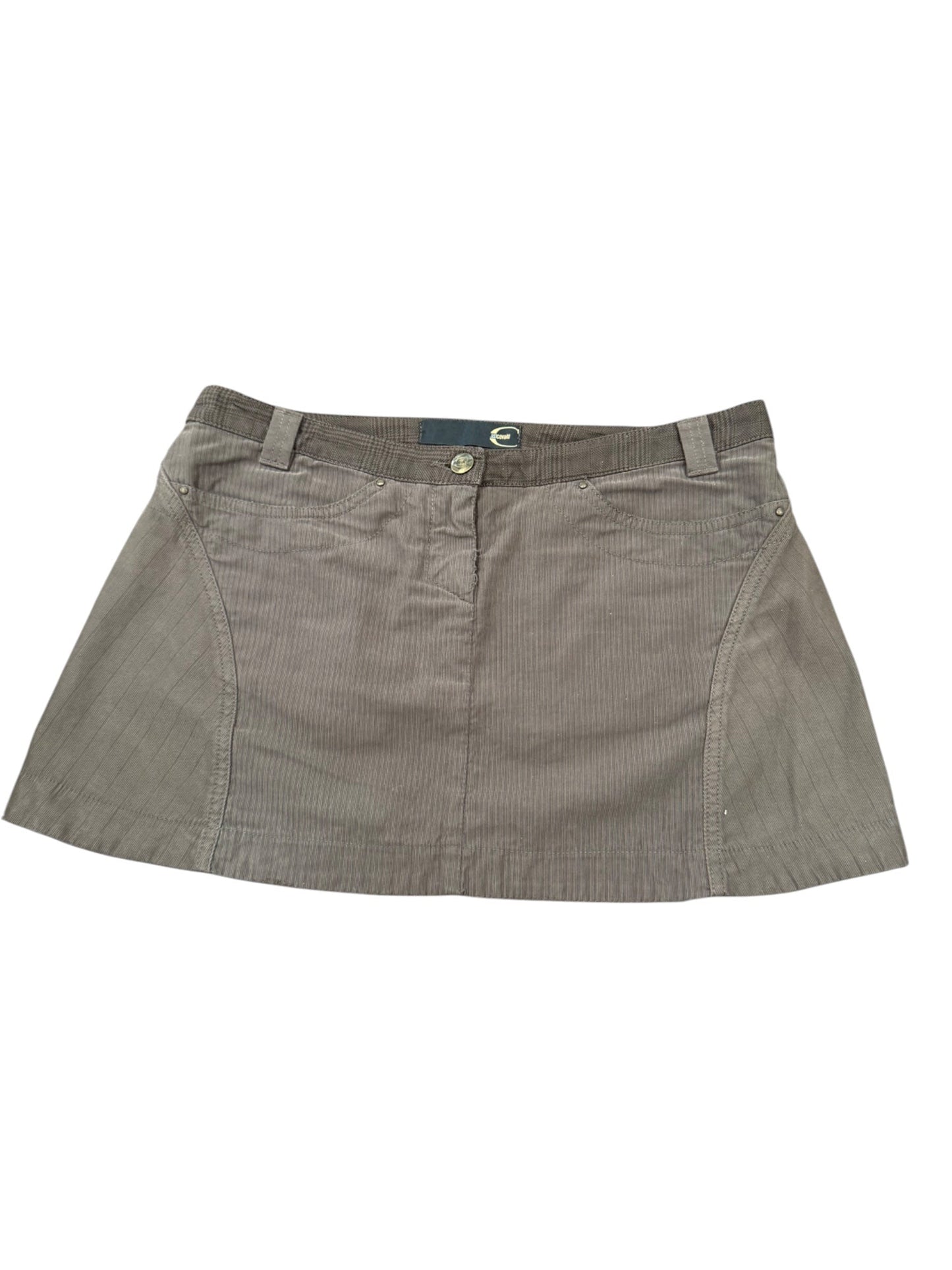 Vintage Roberto Cavalli Khaki Pinstripe Utility Mini Skirt