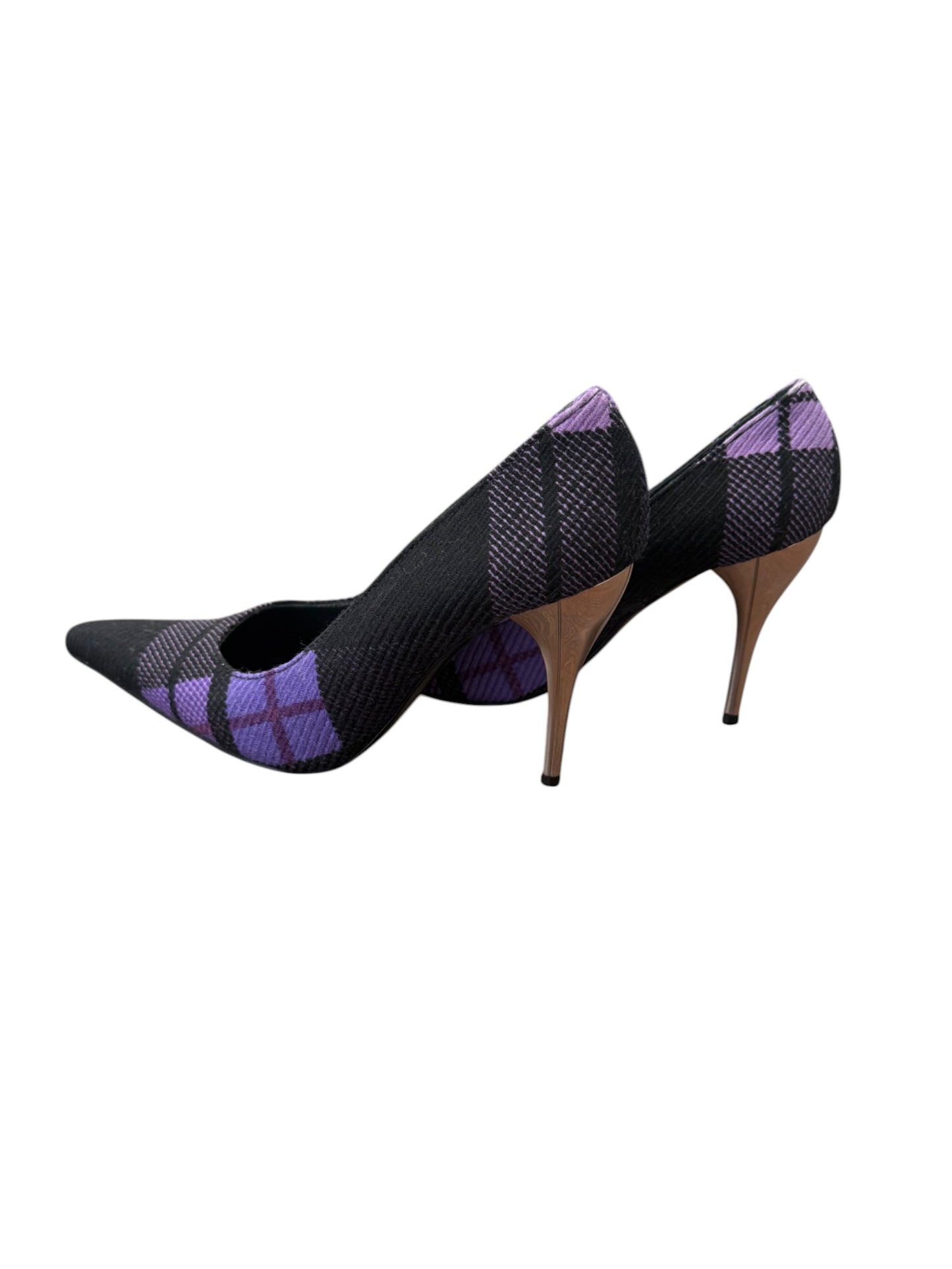 Vintage Versace Purple & Black Plaid Pointed Toe Heels