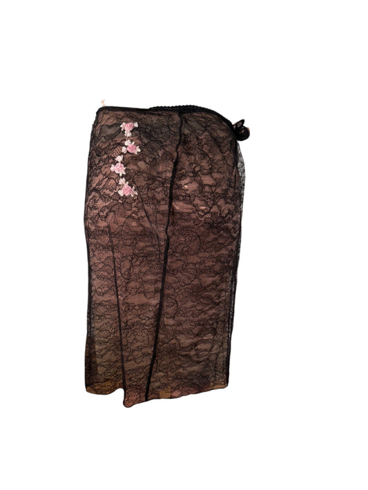 Blumarine Sheer Rose Lace Skirt