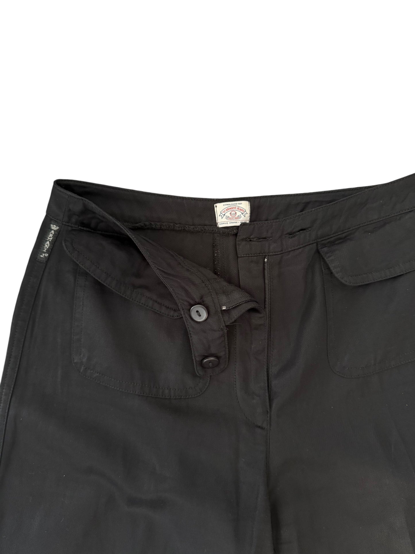 Armani Jeans Black Cotton Straight-Leg Pants
