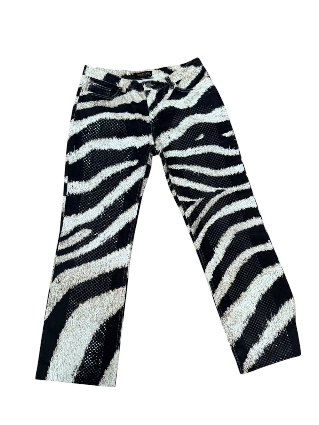 Roberto Cavalli Zebra Flocked & Foil Pants